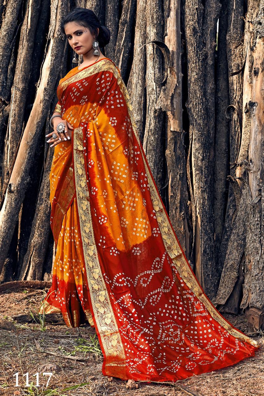 Silver Bandhej Latest Fancy Designer Festive Wear Saree Collection 